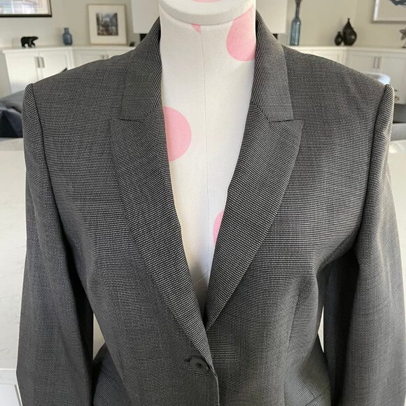 Hugo Boss Julea1 2 Button Notch Collar Virgin Wool Lined Blazer Grey + Blk Sz 6 - Picture 4 of 13